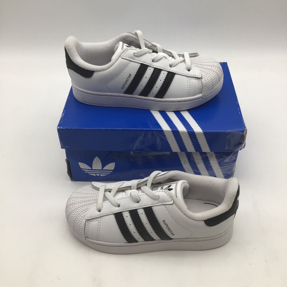 Adidas Superstar II EL I Kids White Black Shell Toe Sneakers IH8896 Size 10K NEW